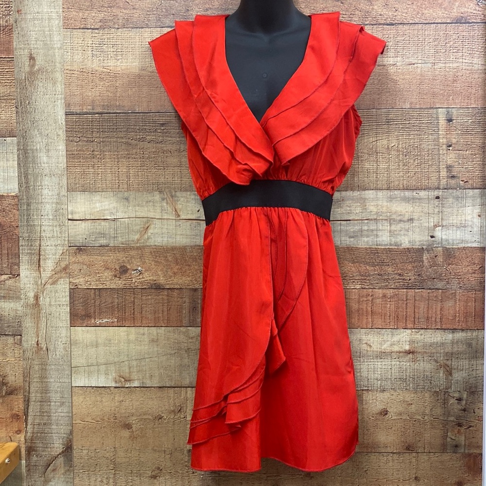 Hello Miss Francesca’s Red Ruffle V Neck Dress NWT